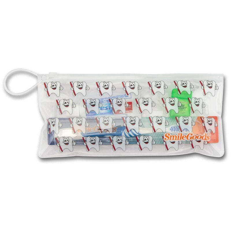 Practicon SmileGoods 4.5" x 10" Zipper Pouch, 72 Pack, Tootie Tooth - Image 2